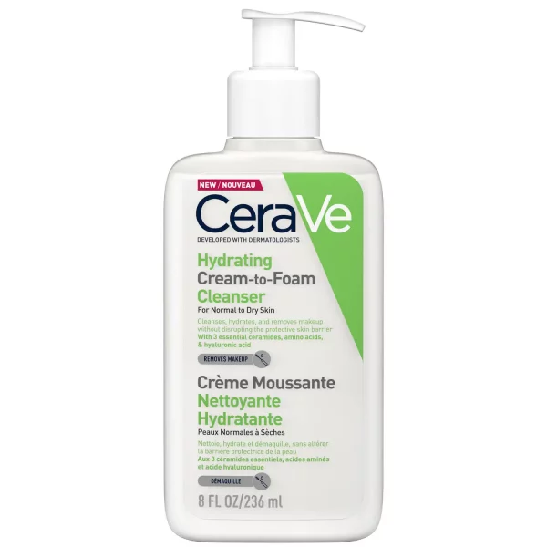 CeraVe Hydrating Cream-to-Foam Cleanser with Amino Acids 236ml Dreamskinhaven