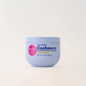 Vanilla Cashmere Whipped Oil Butter in a luxurious jar, displayed against a soft, neutral background, highlighting its rich, whipped texture.