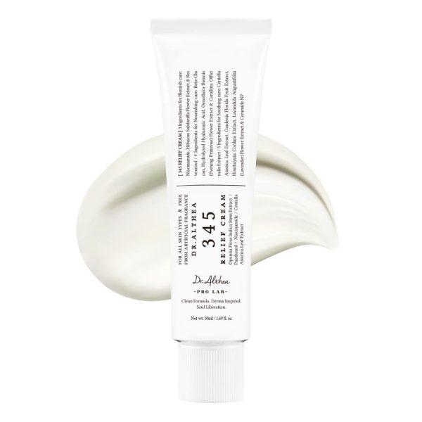 A sleek white tube of Dr. Althea 345 Cream placed on a soft, neutral background, emphasizing its hydrating and skin-strengthening benefits.