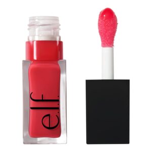 Close-up of e.l.f. Glow Reviver Lip Oil bottle and applicator in a chic design