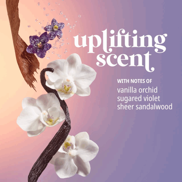 Cheirosa 59 fragrance notes—vanilla orchid, sugared violet, sheer sandalwood—highlighting Sol de Janeiro Delícia Drench Jet Set’s uplifting woody-floral scent.