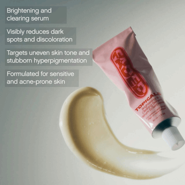 Topicals Faded brightening and clearing serum smear targets stubborn hyperpigmentation and dark-spot discoloration for sensitive skin.