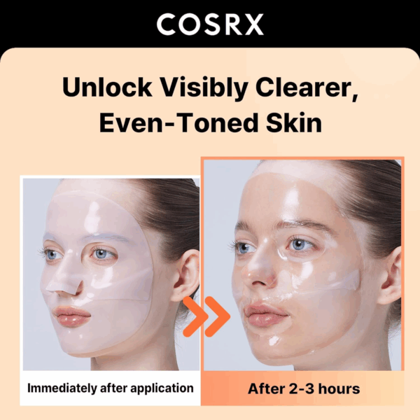 Visible skin tone improvement after using COSRX Hydrogel Mask for 2–3 hours