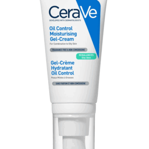 Person holding CeraVe Oil Control Moisturising Gel-Cream with non-comedogenic and fragrance-free labels