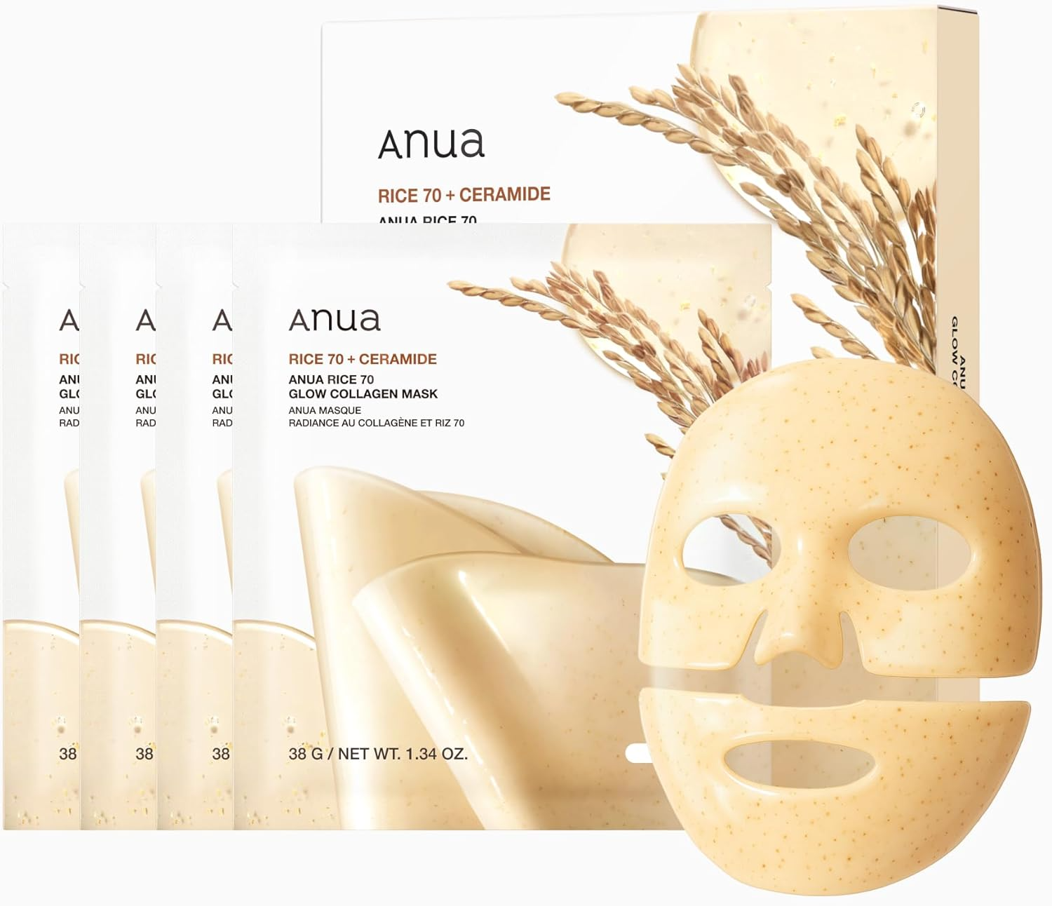 Close-up of Anua collagen mask texture highlighting moisture-rich formula.