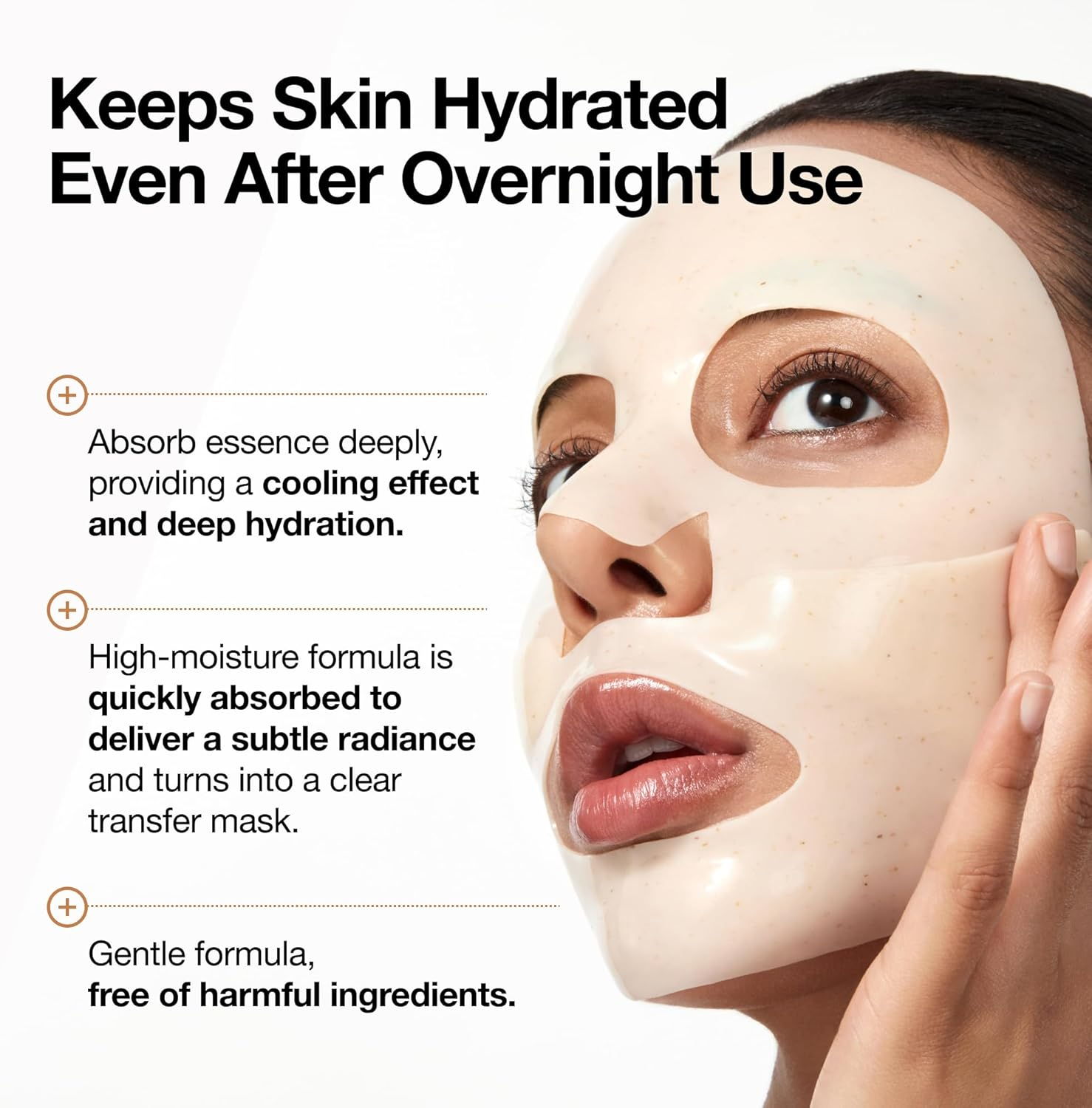 Anua Rice 70 + Ceramide Glow Collagen Mask being worn for deep hydration and glow.