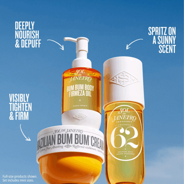 Brazilian Bum Bum Cream mini Bum Bum Body Firmeza Oil mini and Cheirosa 62 Perfume Mist