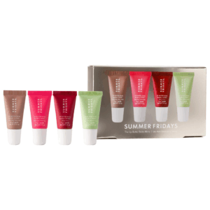 Summer Fridays Lip Butter Balm Mini Set packaging with all four tubes displayed.