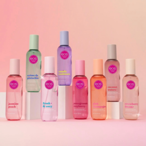 EOS Cashmere Body Mist collection featuring multiple scents including strawberry dream pink champagne coconut waters and vanilla cashmere